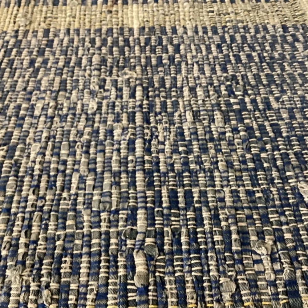 Blue and White Woven Throw Blanket